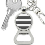 Horizontal Stripes - White and Dark Gray Bottle Opener Key Chain