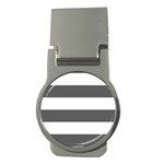 Horizontal Stripes - White and Dark Gray Money Clip (Round)