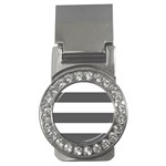 Horizontal Stripes - White and Dark Gray Money Clip (CZ)