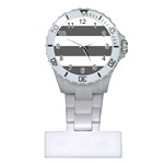 Horizontal Stripes - White and Dark Gray Nurses Watch