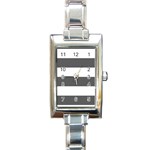 Horizontal Stripes - White and Dark Gray Rectangle Italian Charm Watch