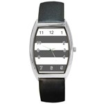 Horizontal Stripes - White and Dark Gray Barrel Style Metal Watch