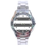 Horizontal Stripes - White and Dark Gray Stainless Steel Analogue Watch