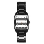 Horizontal Stripes - White and Dark Gray Stainless Steel Barrel Watch