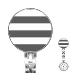 Horizontal Stripes - White and Dark Gray Stainless Steel Nurses Watch