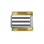 Horizontal Stripes - White and Dark Gray Gold Trim Italian Charm (9mm)