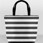 Horizontal Stripes - White and Dark Gray Bucket Bag