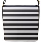Horizontal Stripes - White and Dark Gray Flap Closure Messenger Bag (S)