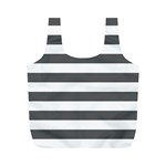 Horizontal Stripes - White and Dark Gray Full Print Recycle Bag (M)