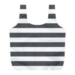 Horizontal Stripes - White and Dark Gray Full Print Recycle Bag (L)