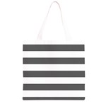 Horizontal Stripes - White and Dark Gray Grocery Light Tote Bag