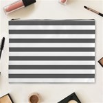 Horizontal Stripes - White and Dark Gray Cosmetic Bag (XL)