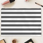 Horizontal Stripes - White and Dark Gray Cosmetic Bag (XXL)