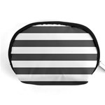 Horizontal Stripes - White and Dark Gray Accessory Pouch (Medium)