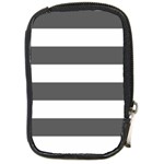 Horizontal Stripes - White and Dark Gray Compact Camera Leather Case