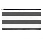 Horizontal Stripes - White and Dark Gray Pencil Case