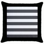 Horizontal Stripes - White and Dark Gray Throw Pillow Case (Black)