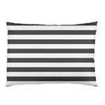 Horizontal Stripes - White and Dark Gray Pillow Case (Two Sides)