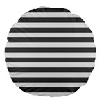 Horizontal Stripes - White and Dark Gray Large 18  Premium Round Cushion