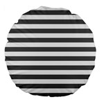 Horizontal Stripes - White and Dark Gray Large 18  Premium Flano Round Cushion