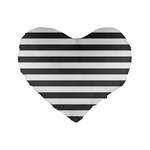 Horizontal Stripes - White and Dark Gray Standard 16  Premium Heart Shape Cushion