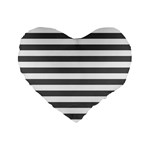 Horizontal Stripes - White and Dark Gray Standard 16  Premium Flano Heart Shape Cushion