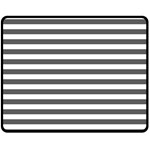 Horizontal Stripes - White and Dark Gray Double Sided Fleece Blanket (Medium) (Two Sides)