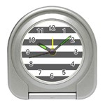 Horizontal Stripes - White and Dark Gray Desk Alarm Clock