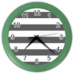 Horizontal Stripes - White and Dark Gray Color Wall Clock