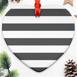 Horizontal Stripes - White and Dark Gray Ornament (Heart)