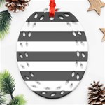 Horizontal Stripes - White and Dark Gray Oval Filigree Ornament (Two Sides)