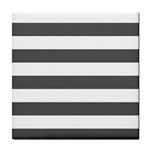 Horizontal Stripes - White and Dark Gray Tile Coaster