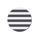 Horizontal Stripes - White and Dark Gray Rubber Round Coaster (4 pack)