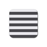 Horizontal Stripes - White and Dark Gray Rubber Coaster (Square)