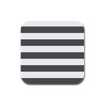 Horizontal Stripes - White and Dark Gray Rubber Square Coaster (4 pack)