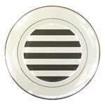 Horizontal Stripes - White and Dark Gray Porcelain Plate