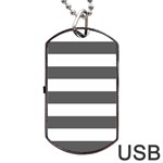 Horizontal Stripes - White and Dark Gray Dog Tag USB Flash (One Side)