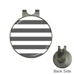 Horizontal Stripes - White and Dark Gray Golf Ball Marker Hat Clip