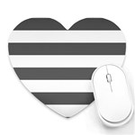 Horizontal Stripes - White and Dark Gray Heart Mousepad