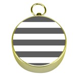 Horizontal Stripes - White and Dark Gray Gold Compass