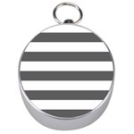Horizontal Stripes - White and Dark Gray Silver Compass