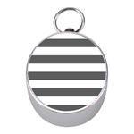 Horizontal Stripes - White and Dark Gray Silver Compass (Mini)