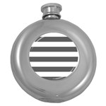 Horizontal Stripes - White and Dark Gray Hip Flask (5 oz)