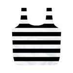 Horizontal Stripes - White and Black Full Print Recycle Bag (M)