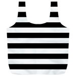 Horizontal Stripes - White and Black Full Print Recycle Bag (XL)