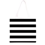 Horizontal Stripes - White and Black Grocery Light Tote Bag
