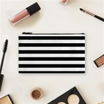 Horizontal Stripes - White and Black Cosmetic Bag (S)