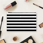 Horizontal Stripes - White and Black Cosmetic Bag (M)