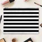 Horizontal Stripes - White and Black Cosmetic Bag (XL)