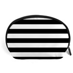 Horizontal Stripes - White and Black Accessory Pouch (Large)